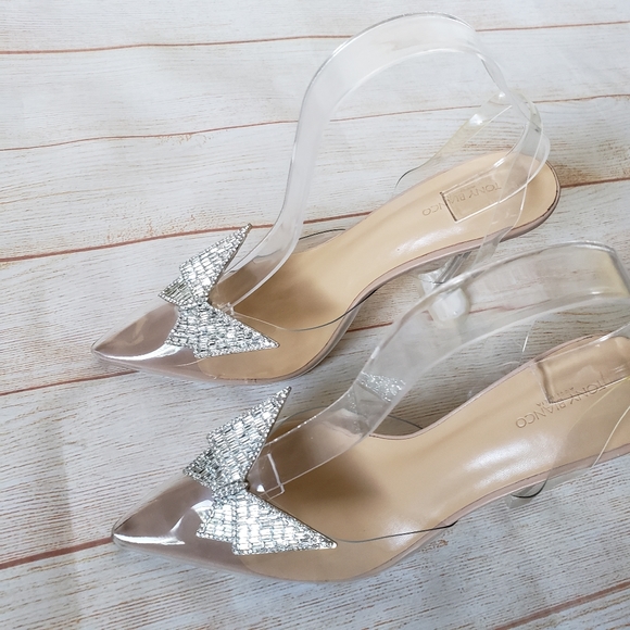 Tony Bianco Laos Clear Vinylite Translucent Jeweled Pointy Toe Heels Size 9 - Picture 5 of 16